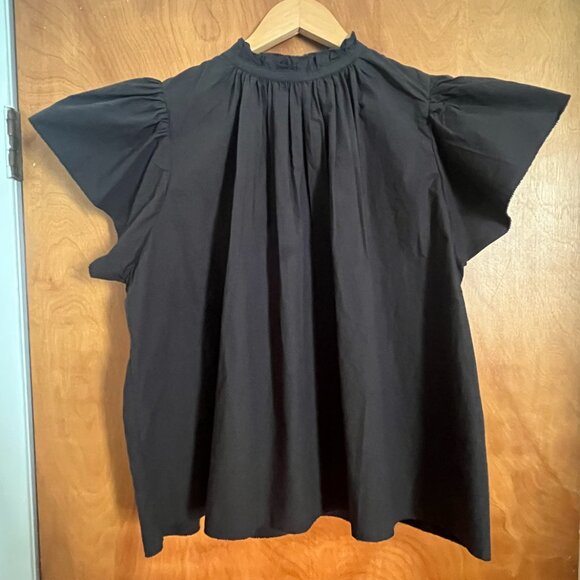 NWOT Bird Of Paradis Carla Black Ruffle Neck Blouse, Size M - Picture 3 of 7